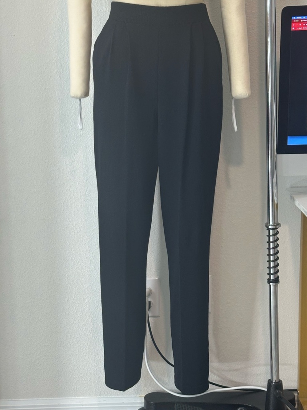 St. John Black High-Waist Tapered Trousers